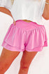 Solid Crossed Waist Tiered Flowy Casual Shorts