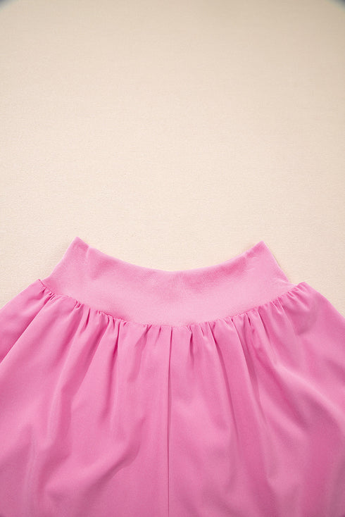 Solid Crossed Waist Tiered Flowy Casual Shorts