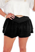Solid Crossed Waist Tiered Flowy Casual Shorts