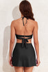 Solid Crossover Wrap Tie Back Halter Bikini