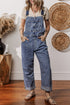 Solid Denim Bib Wide Leg Pocket Jumpsuit