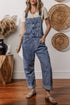 Solid Denim Bib Wide Leg Pocket Jumpsuit