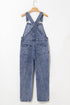 Solid Denim Bib Wide Leg Pocket Jumpsuit