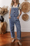 Solid Denim Bib Wide Leg Pocket Jumpsuit