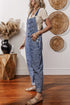 Solid Denim Bib Wide Leg Pocket Jumpsuit