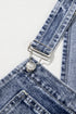 Solid Denim Bib Wide Leg Pocket Jumpsuit
