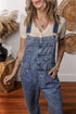 Solid Denim Bib Wide Leg Pocket Jumpsuit