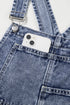 Solid Denim Bib Wide Leg Pocket Jumpsuit