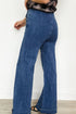 Solid Denim Button Detail Rolled Edge Flare Leg Jeans