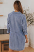 Solid Denim Buttoned Long Sleeve H Line Mini Dress