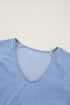 Solid Denim Chambray Puff Sleeve Tiered Ruffled Mini Dress