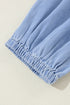 Solid Denim Chambray Puff Sleeve Tiered Ruffled Mini Dress