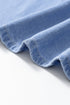 Solid Denim Deep V Neck Cut Out Maxi Dress