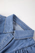Solid Denim Ruffled Detail Southern Belle Blouse