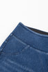 Solid Denim Skinny Elastic Mid Waist Pocket Ankle Leggings