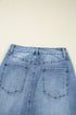 Solid Distressed Irregular Hem Stretch Denim Midi Skirt