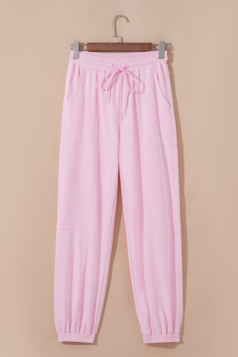 Solid Drawstring Elastic Waistband Casual Jogger Pants