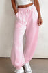 Solid Drawstring Elastic Waistband Casual Jogger Pants
