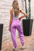 Solid Drawstring Elastic Waistband Casual Jogger Pants