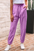 Solid Drawstring Elastic Waistband Casual Jogger Pants