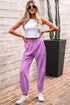 Solid Drawstring Elastic Waistband Casual Jogger Pants