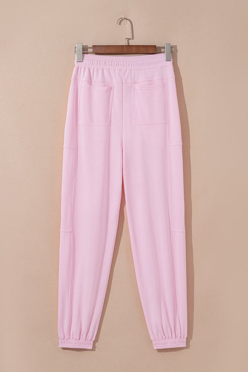 Solid Drawstring Elastic Waistband Casual Jogger Pants