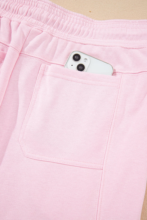 Solid Drawstring Elastic Waistband Casual Jogger Pants