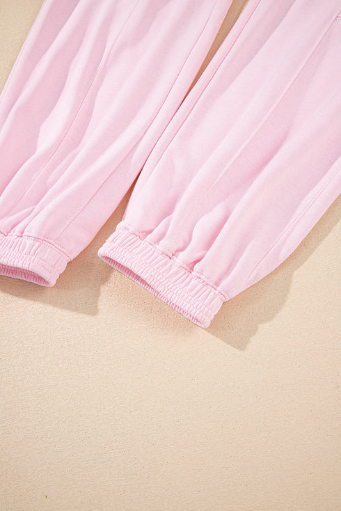 Solid Drawstring Elastic Waistband Casual Jogger Pants