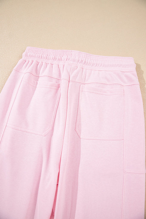 Solid Drawstring Elastic Waistband Casual Jogger Pants