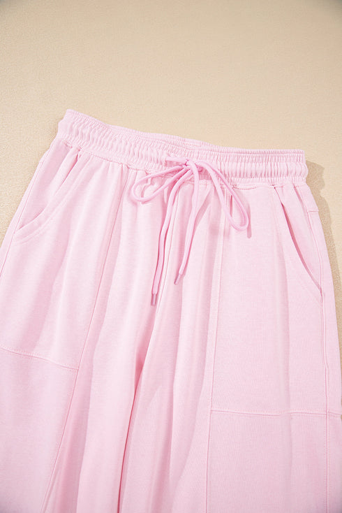 Solid Drawstring Elastic Waistband Casual Jogger Pants