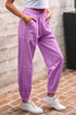 Solid Drawstring Elastic Waistband Casual Jogger Pants