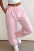 Solid Drawstring Elastic Waistband Casual Jogger Pants