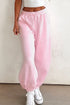 Solid Drawstring Elastic Waistband Casual Jogger Pants