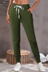 Solid Drawstring Elastic Waistband Pocketed Jogger Pants