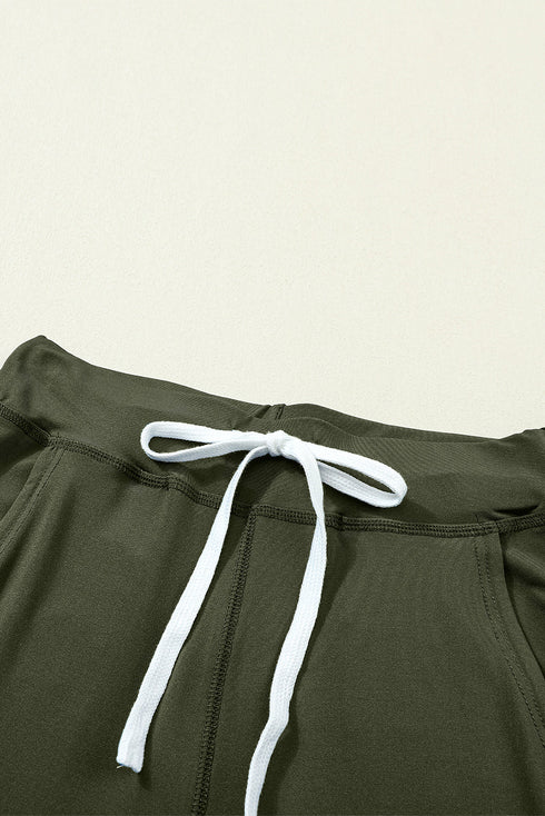 Solid Drawstring Elastic Waistband Pocketed Jogger Pants