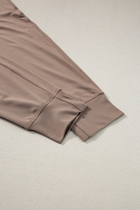 Solid Drawstring Elastic Waistband Pocketed Jogger Pants