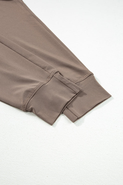 Solid Drawstring Elastic Waistband Pocketed Jogger Pants