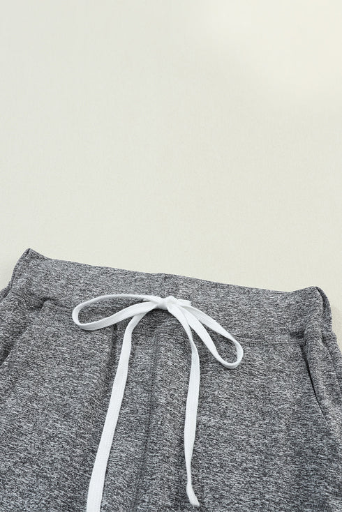Solid Drawstring Elastic Waistband Pocketed Jogger Pants