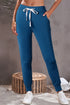 Solid Drawstring Elastic Waistband Pocketed Jogger Pants