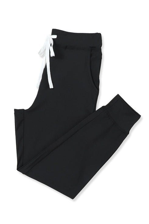 Solid Drawstring Elastic Waistband Pocketed Jogger Pants