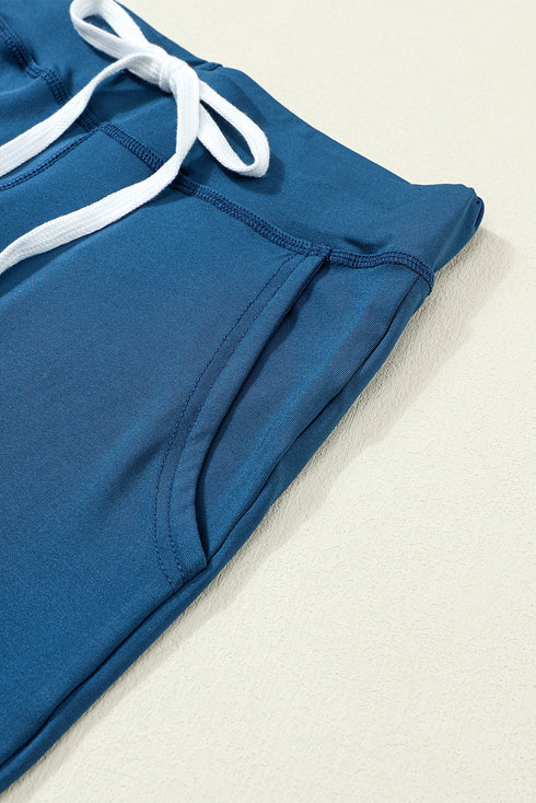 Solid Drawstring Elastic Waistband Pocketed Jogger Pants