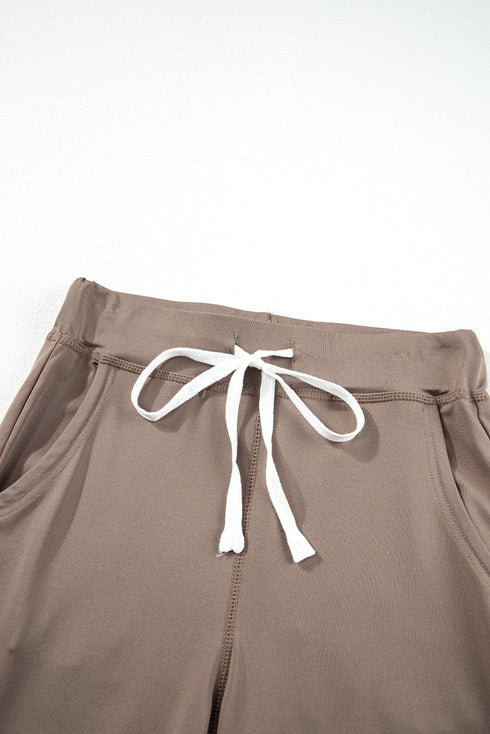 Solid Drawstring Elastic Waistband Pocketed Jogger Pants