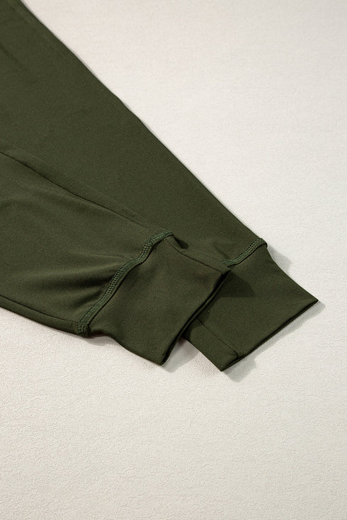 Solid Drawstring Elastic Waistband Pocketed Jogger Pants