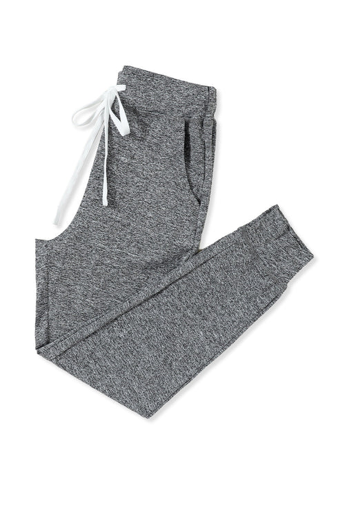 Solid Drawstring Elastic Waistband Pocketed Jogger Pants