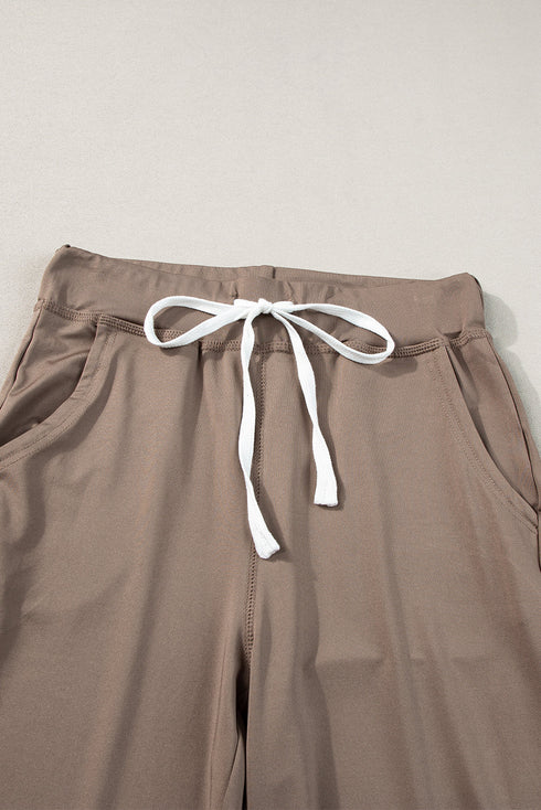 Solid Drawstring Elastic Waistband Pocketed Jogger Pants