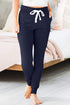 Solid Drawstring Elastic Waistband Pocketed Jogger Pants