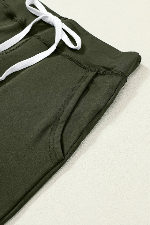 Solid Drawstring Elastic Waistband Pocketed Jogger Pants