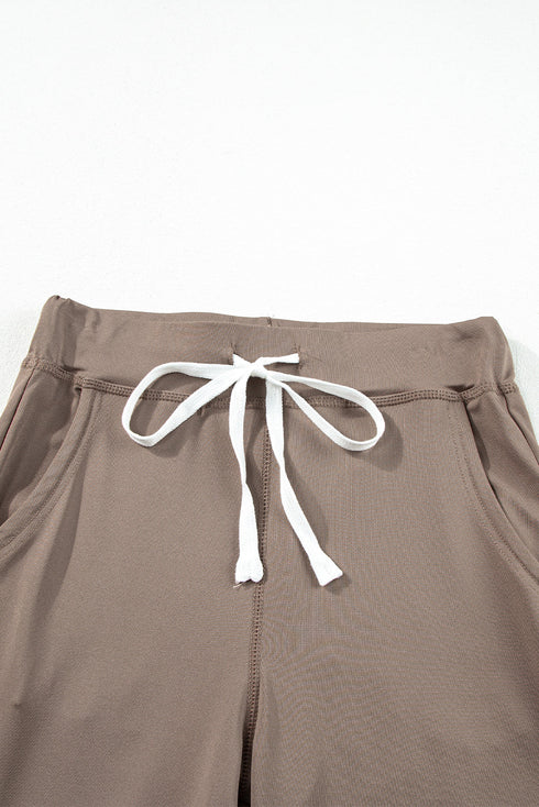 Solid Drawstring Elastic Waistband Pocketed Jogger Pants