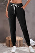 Solid Drawstring Elastic Waistband Pocketed Jogger Pants
