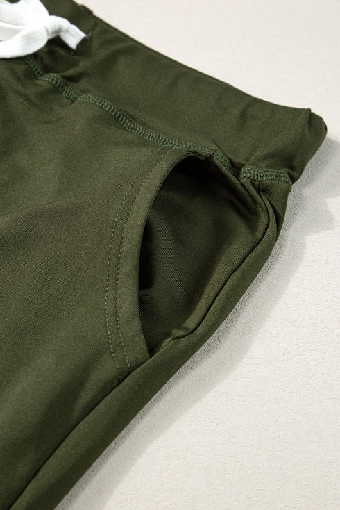 Solid Drawstring Elastic Waistband Pocketed Jogger Pants